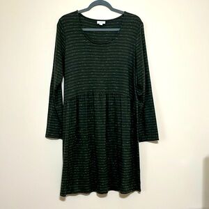 J. Jill Pure Jill Green Striped Babydoll Tunic Size Large